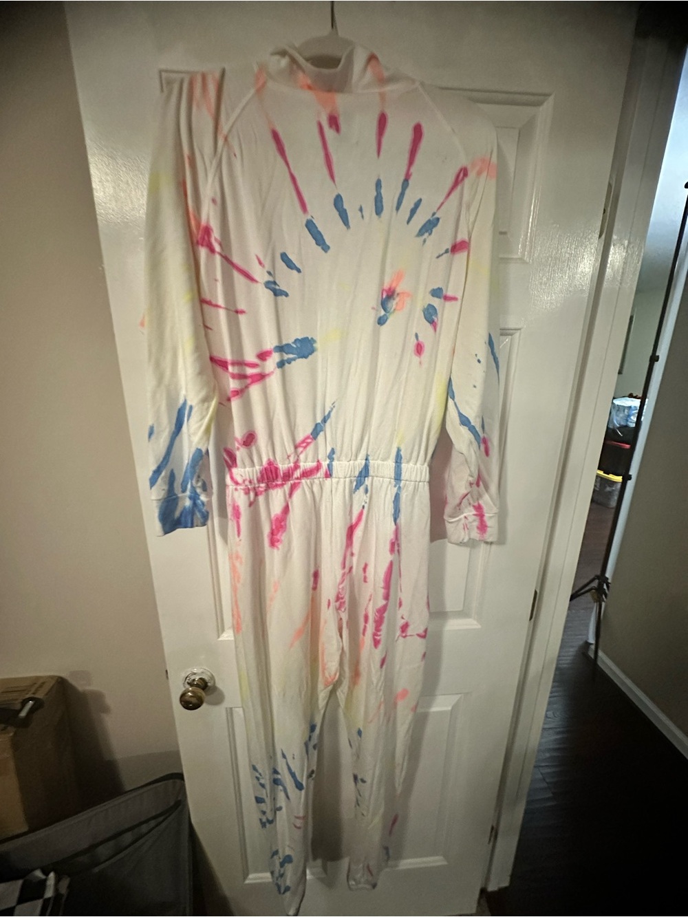 Lezat White Tie-Dye Paint Splatter Jumpsuit - Picture 2 of 4